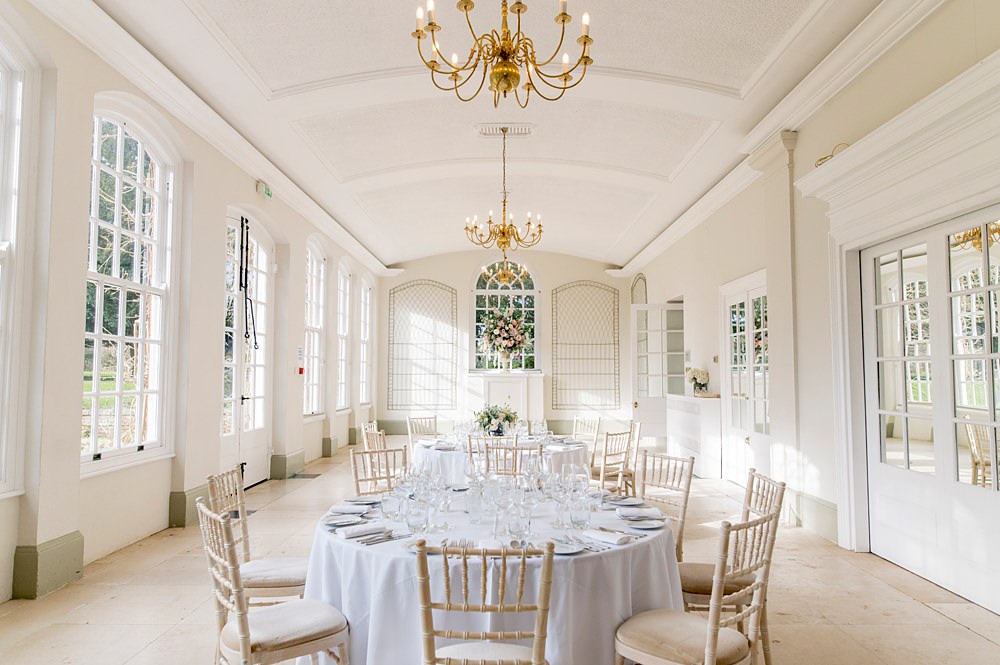 Peach Fuzz Sage Green Wedding Ideas Round Tables Simple Decor Orangery Charlotte Sams