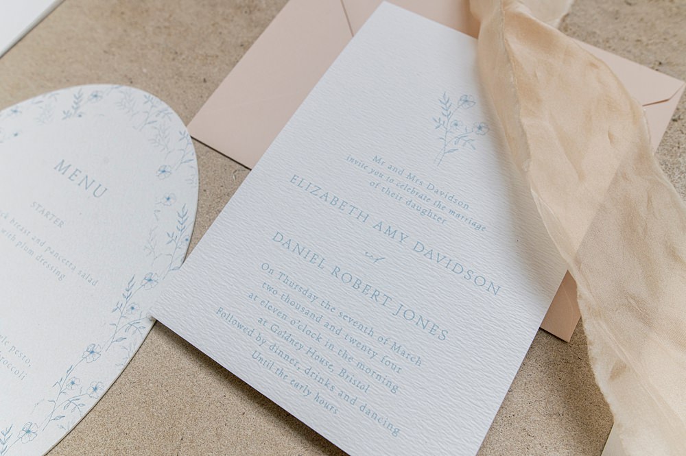 Peach Fuzz Sage Green Wedding Ideas Blue Font Invite Stationery Charlotte Sams