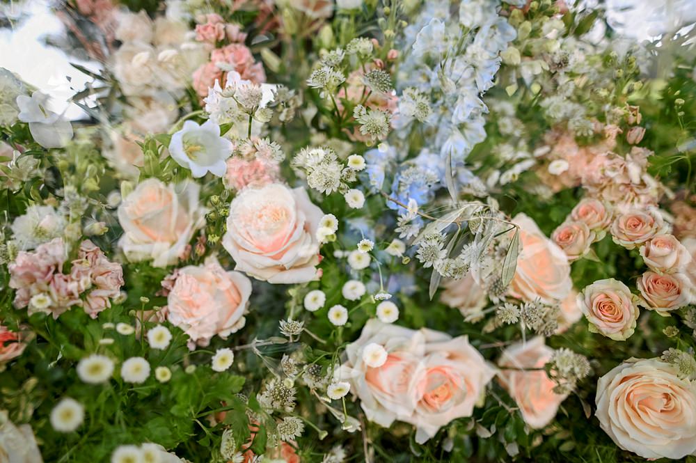 Peach Fuzz Sage Green Wedding Ideas Flower Arrangement Meadow Outdoor Charlotte Sams