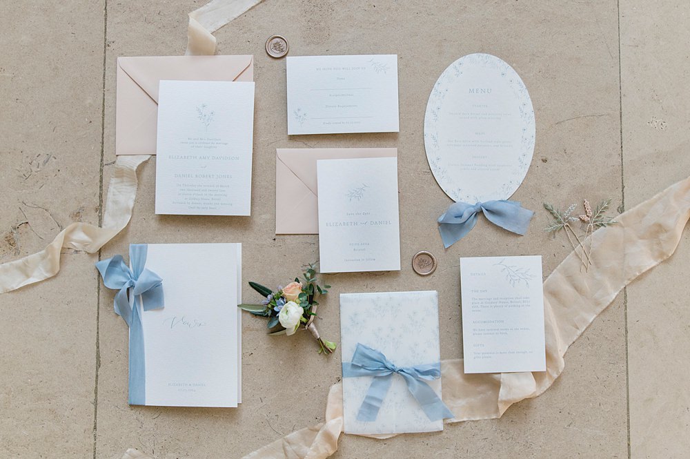Peach Fuzz Sage Green Wedding Ideas Blue Font Invite Stationery Charlotte Sams