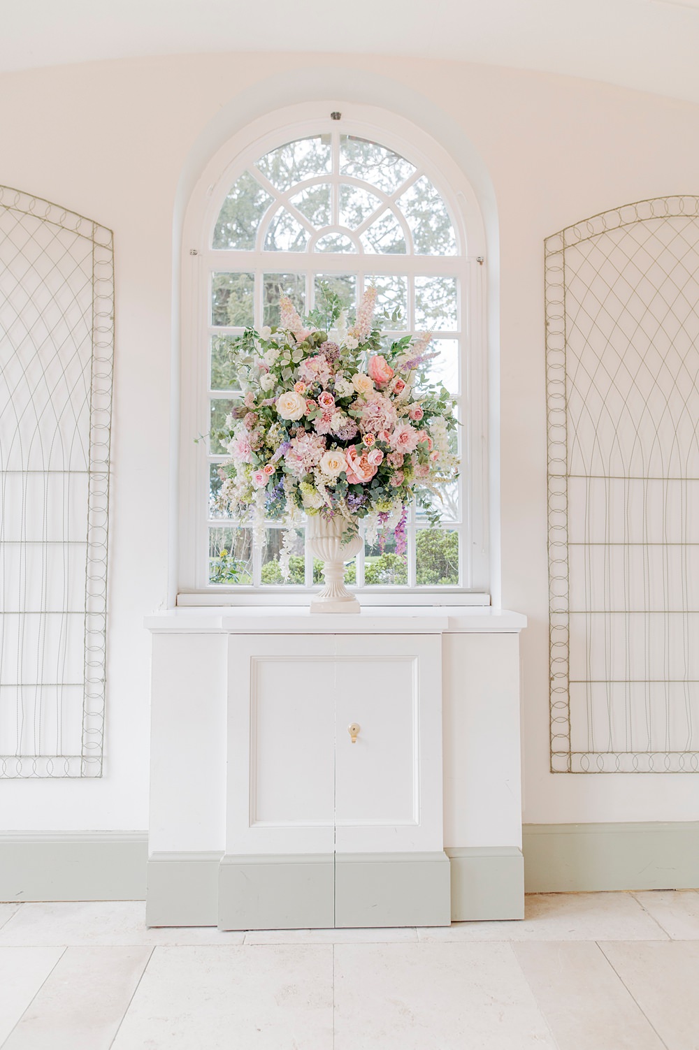 Peach Fuzz Sage Green Wedding Ideas Flower Arrangement Urn Ceremony Charlotte Sams
