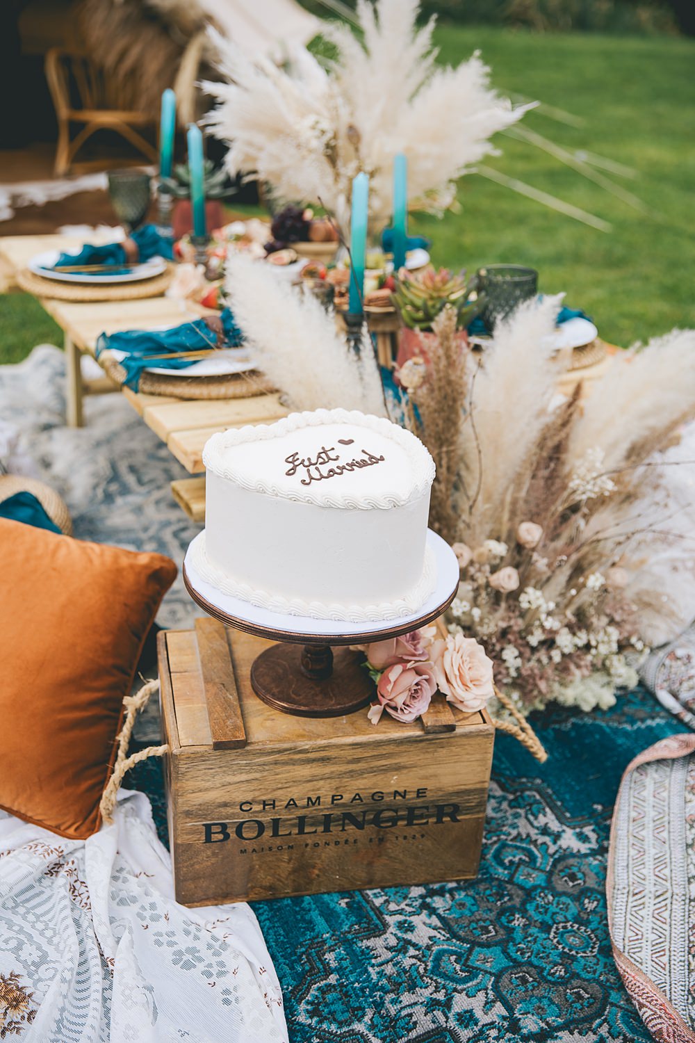 Boho Western Wedding Ideas Red Peacock Photography Retro Iced White Cake Heart
