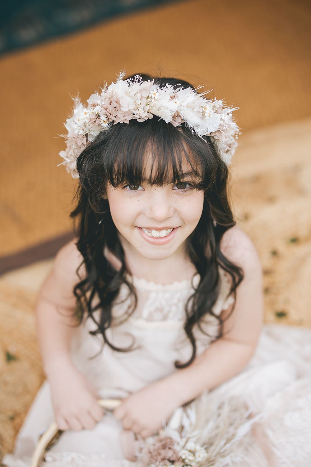 Boho Western Wedding Ideas Red Peacock Photography Flower Girl Flower Crown