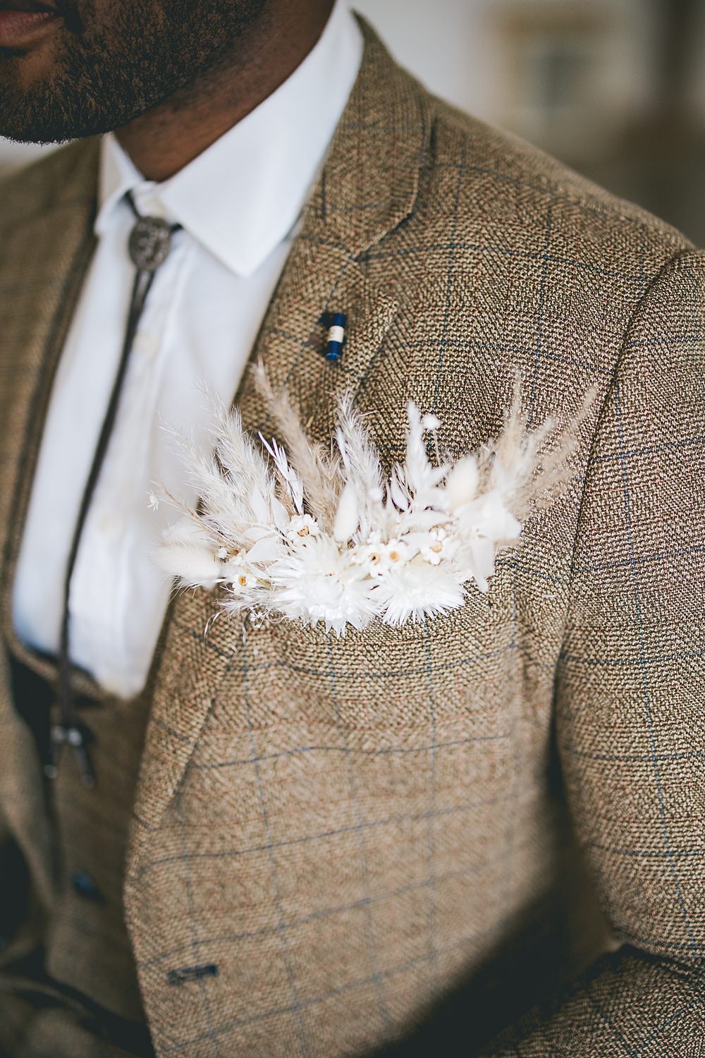 Boho Western Wedding Ideas Red Peacock Photography Pocket Flowers Buttonhole Groom