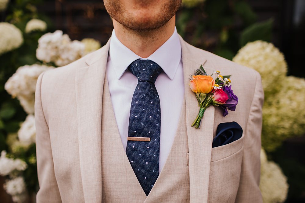 Colourful Hertfordshire Barn Wedding Binky Nixon Photography Groom Buttonhole Flowers