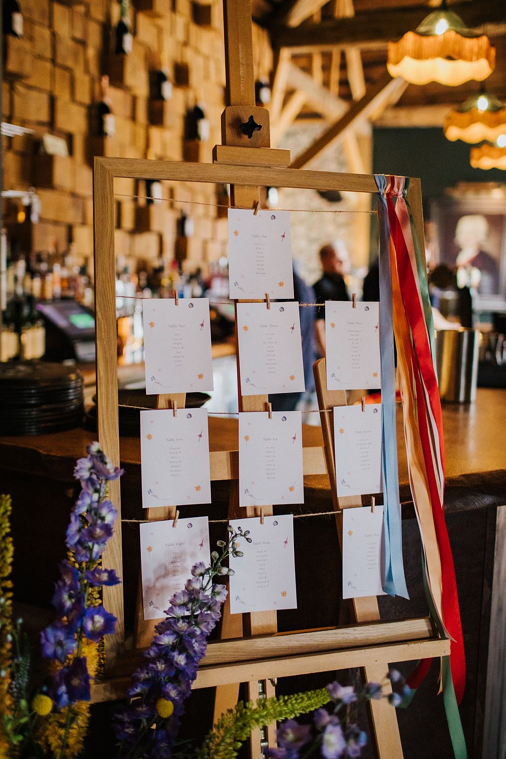 Colourful Hertfordshire Barn Wedding Binky Nixon Photography Suspended Frame Table Plan Ribbon