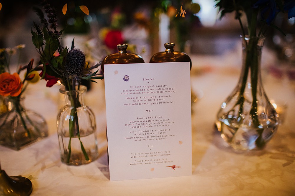 Colourful Hertfordshire Barn Wedding Binky Nixon Photography Menu Sign