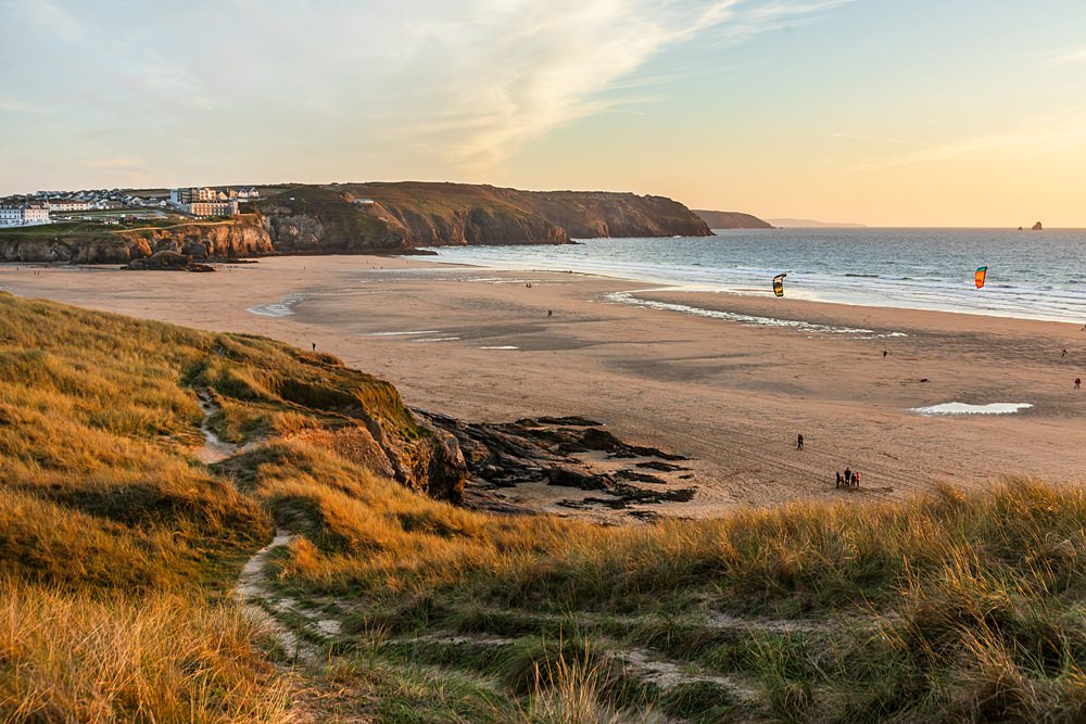 Cornwall Mini Moon Romantic Golden views from Perranporth sand dunes