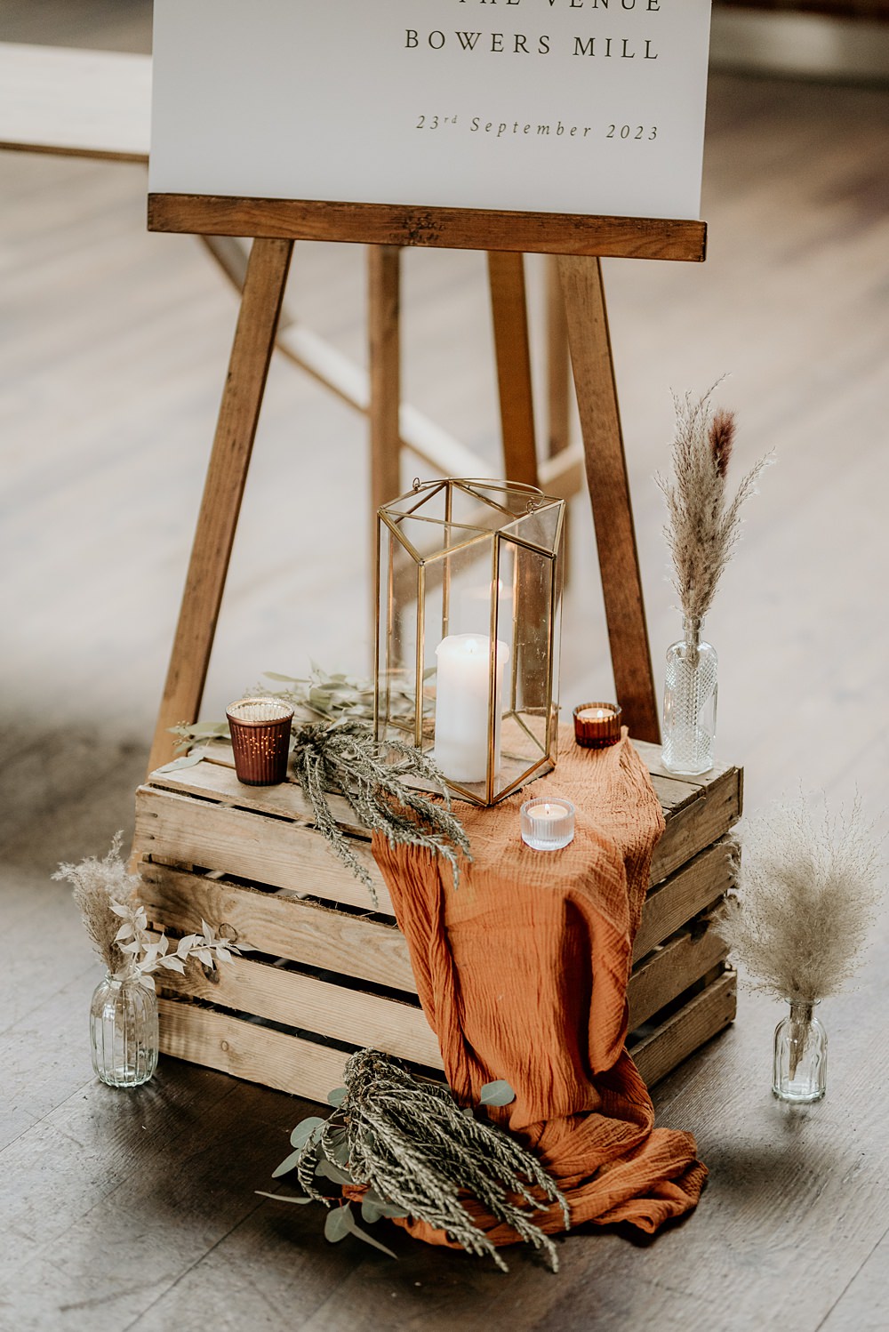 Cosy Romantic Wedding Hannah Shearman Photography Wooden Crate Box Floor Decor