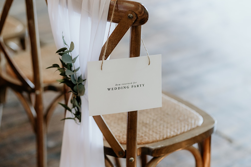 Cosy Romantic Wedding Hannah Shearman Photography Ceremony Reserved Seat Tag