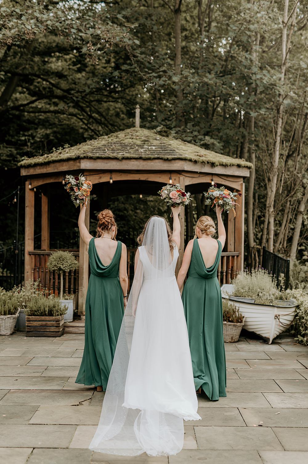 Cosy Romantic Wedding Hannah Shearman Photography Long Green Bridesmaid Dresses