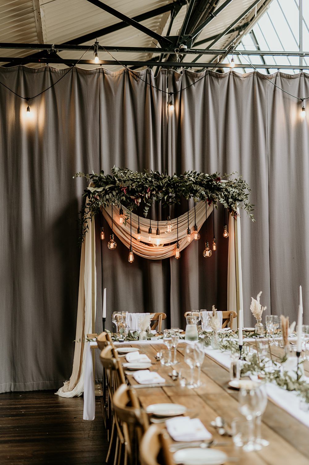 Cosy Romantic Wedding Hannah Shearman Photography Long Table Decor Backdrop Arch Rustic