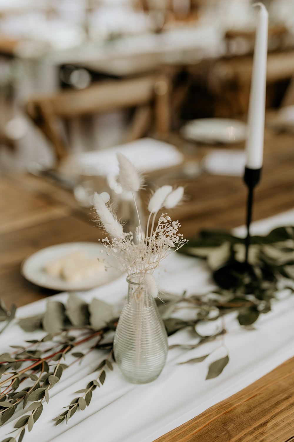 Cosy Romantic Wedding Hannah Shearman Photography Dried Flowers Bottle Centrepiece
