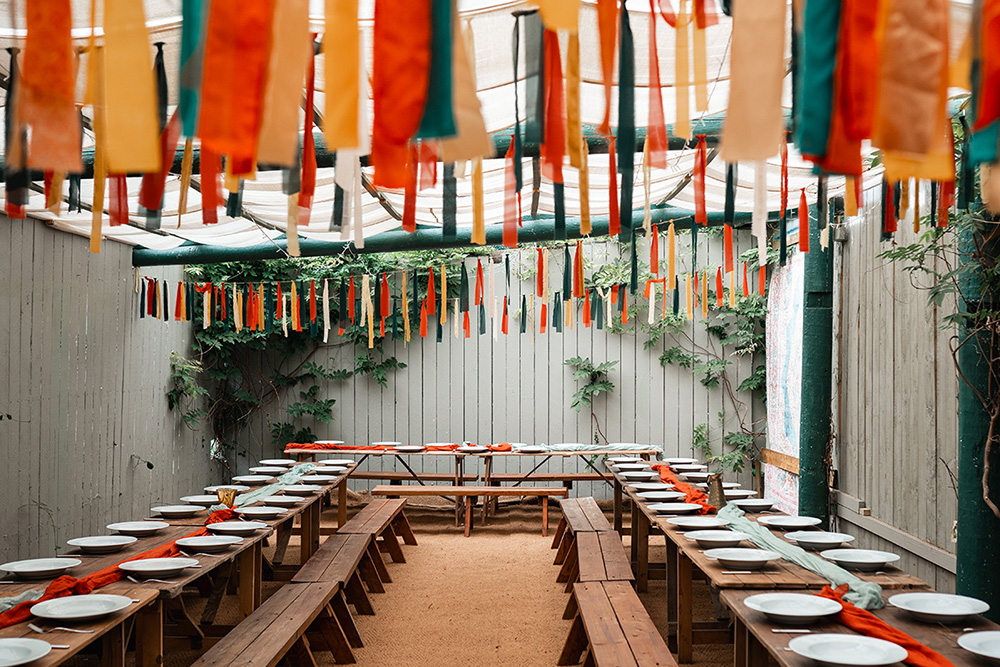 Harewood Forest Wedding Clearly Wild Photography Rag Bunting Colourful Decor