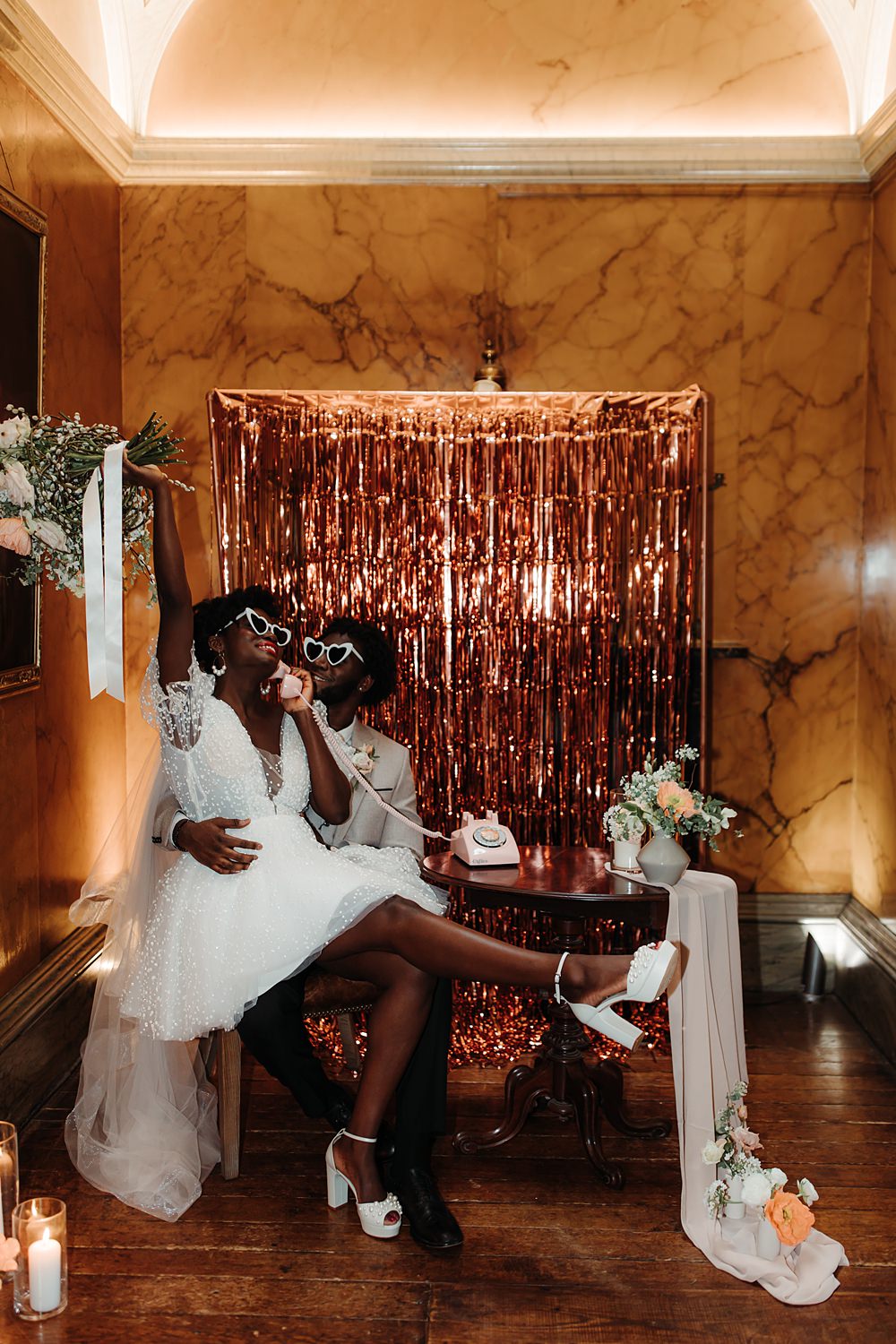 Luxury Elegant Wedding Ideas Esther Louise Triffitt Photography Audio Guest Book Telephone Table Backdrop