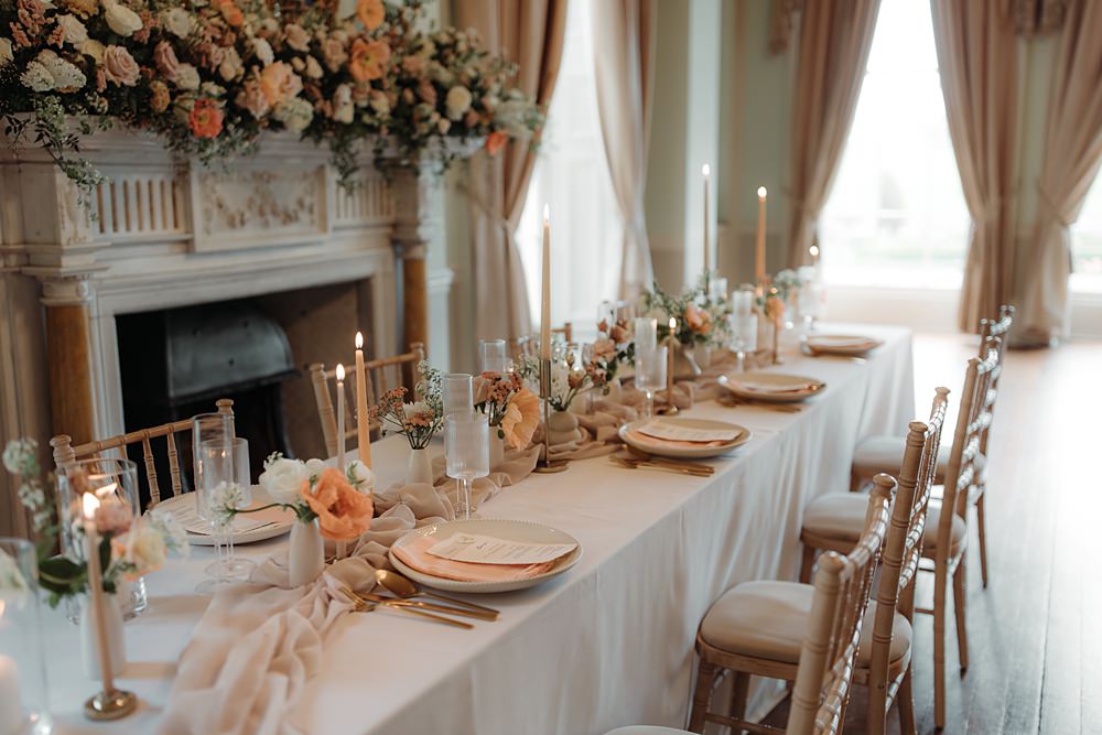 Luxury Elegant Wedding Ideas Esther Louise Triffitt Photography Table Decor Flowers Candles Peach Cream