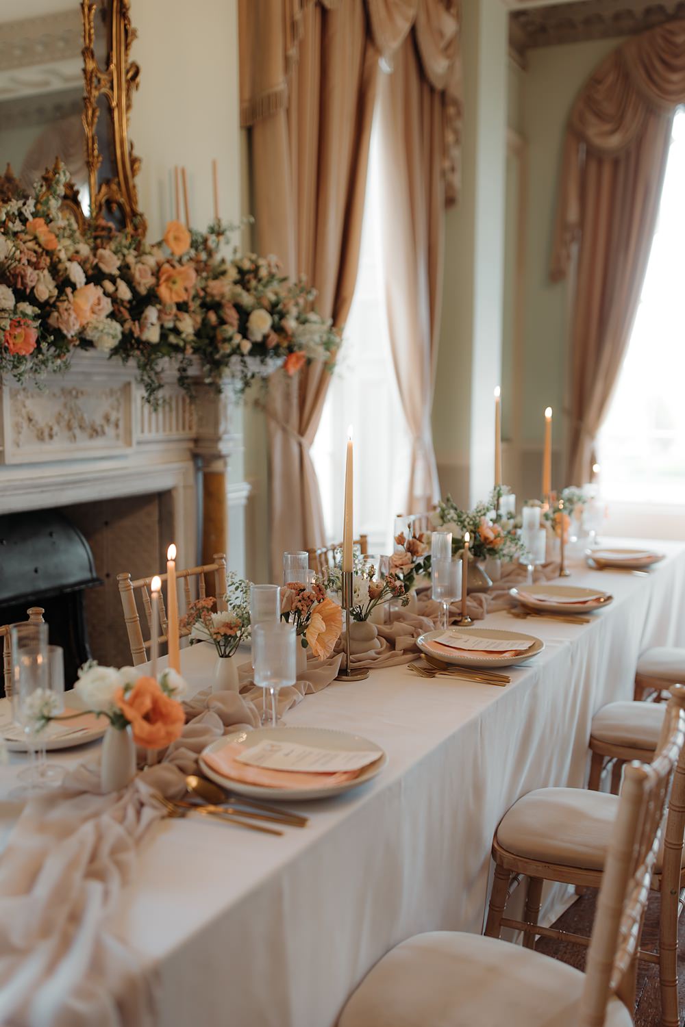 Luxury Elegant Wedding Ideas Esther Louise Triffitt Photography Table Decor Flowers Candles Peach Cream