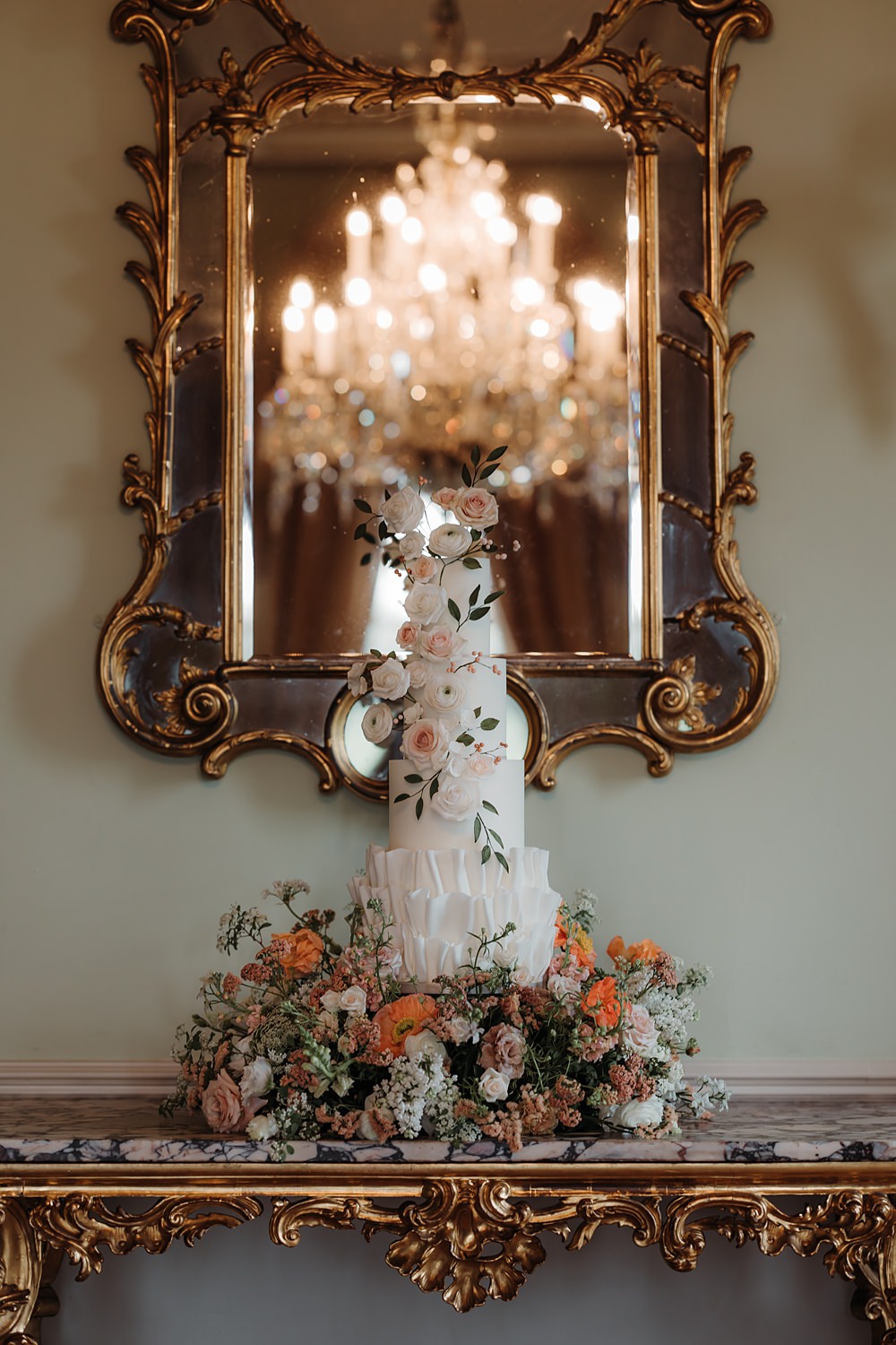 Luxury Elegant Wedding Ideas Esther Louise Triffitt Photography White Floral Cake Peach Flowers 4 Tier
