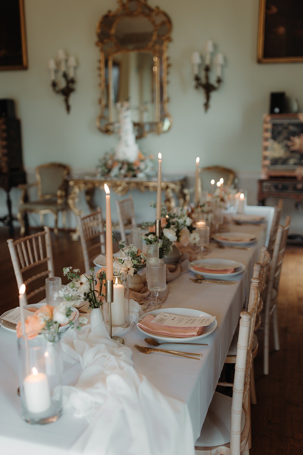 Luxury Elegant Wedding Ideas Esther Louise Triffitt Photography Table Decor Flowers Candles Peach Cream