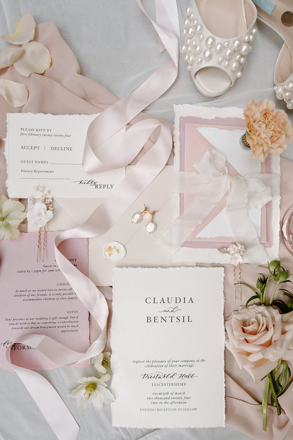 Luxury Elegant Wedding Ideas Gina Fernandes Photography Pale Pink Invitations Stationery Suite