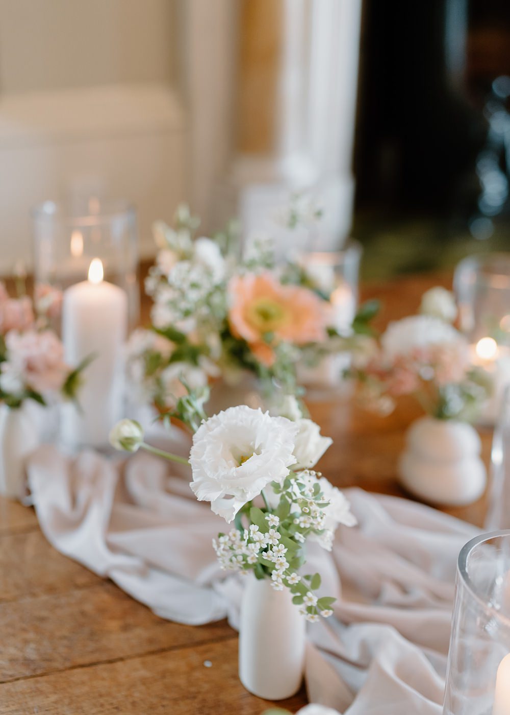 Luxury Elegant Wedding Ideas Gina Fernandes Photography Floor Decor Flowers Fabric Candles Ceremony