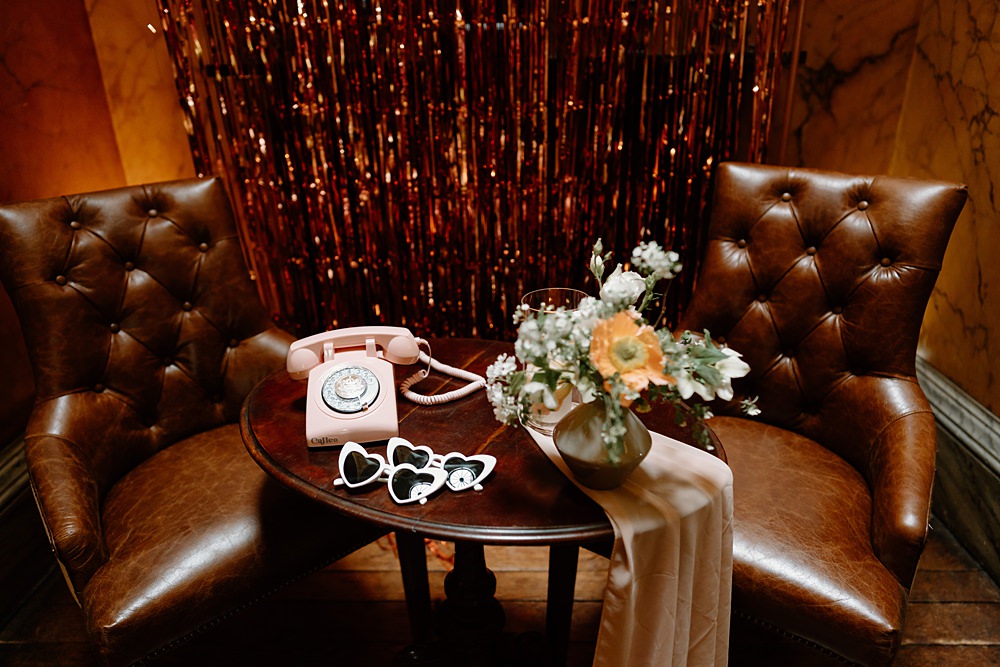 Luxury Elegant Wedding Ideas Gina Fernandes Photography Audio Guest Book Telephone Table Backdrop