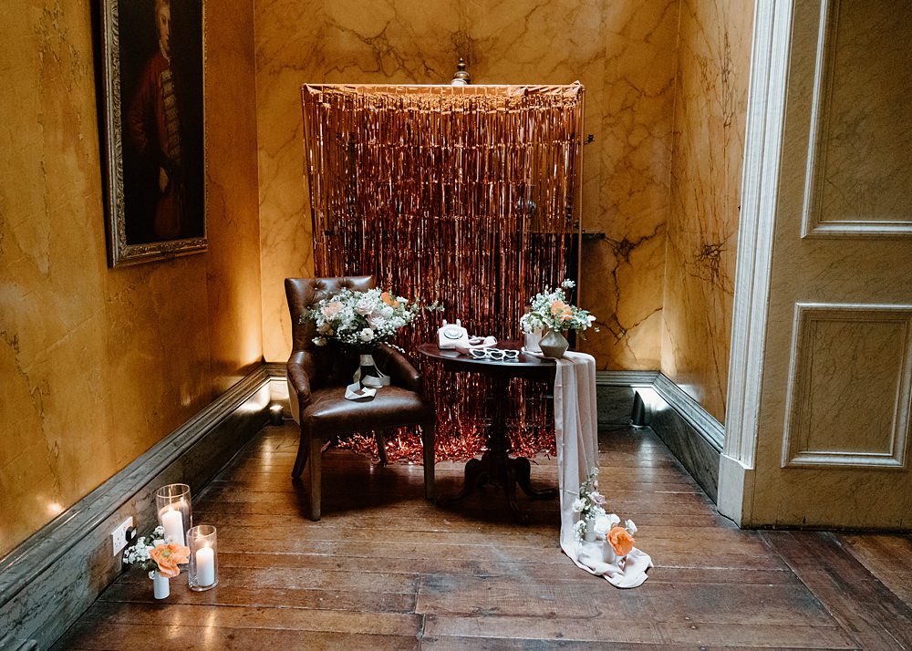 Luxury Elegant Wedding Ideas Gina Fernandes Photography Audio Guest Book Telephone Table Backdrop