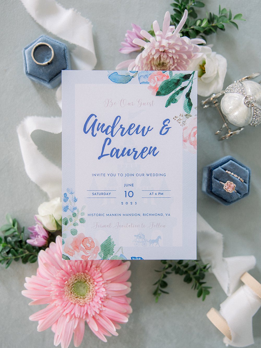 Mankin Mansion Wedding Willow Britt Studios Floral Stationery Invite