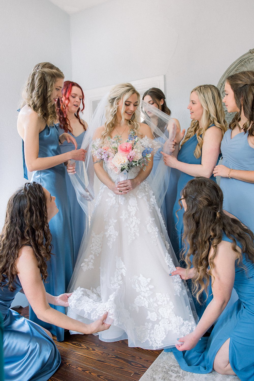 Mankin Mansion Wedding Willow Britt Studios Long Blue Bridesmaid Dresses
