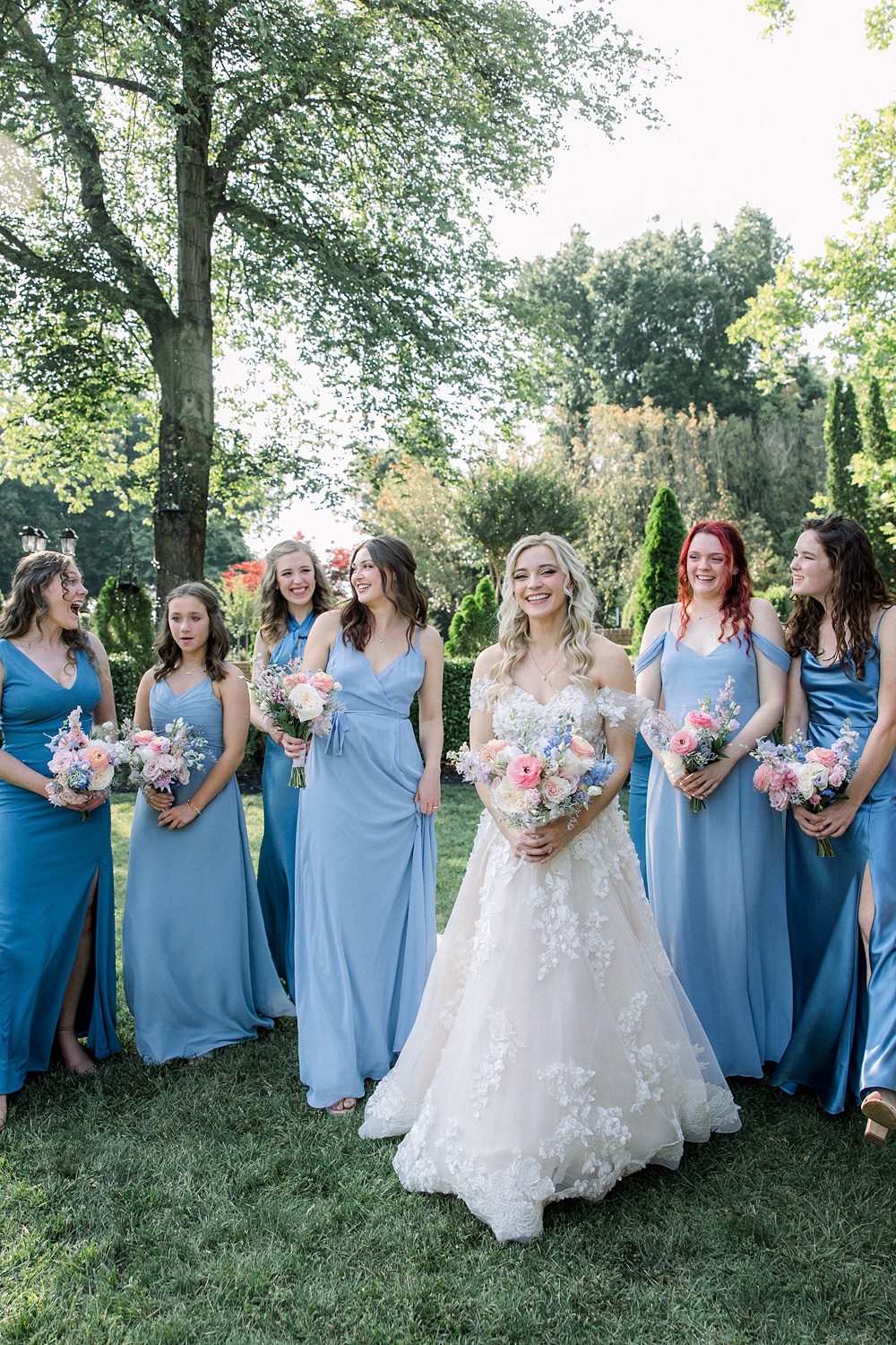Mankin Mansion Wedding Willow Britt Studios Long Blue Bridesmaid Dresses