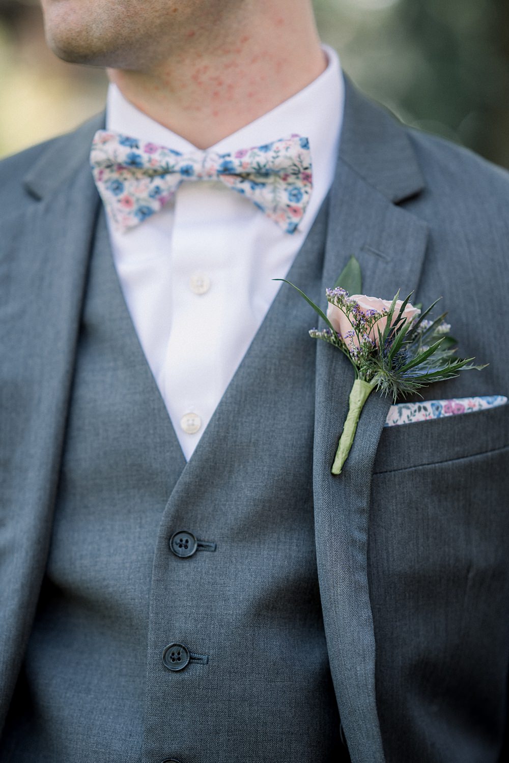 Mankin Mansion Wedding Willow Britt Studios Groom Groomsmen Usher Blue Suits Bow Ties Buttonhole