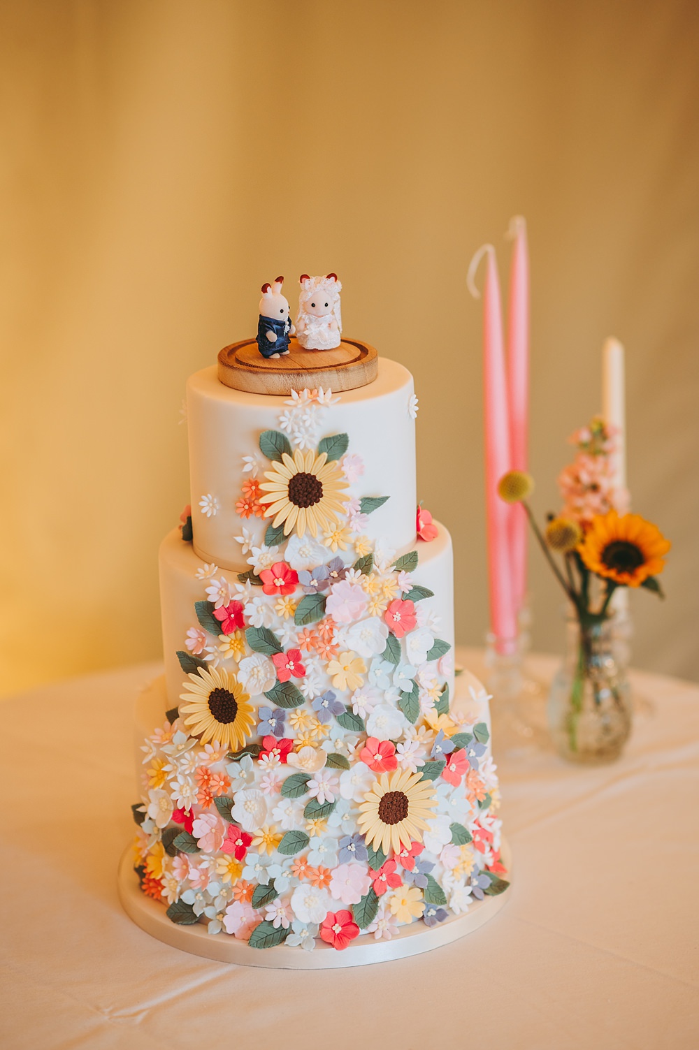 Manor House Wedding Cotswolds Cotswold Pictures 3 Tier Colourful Floral Cake