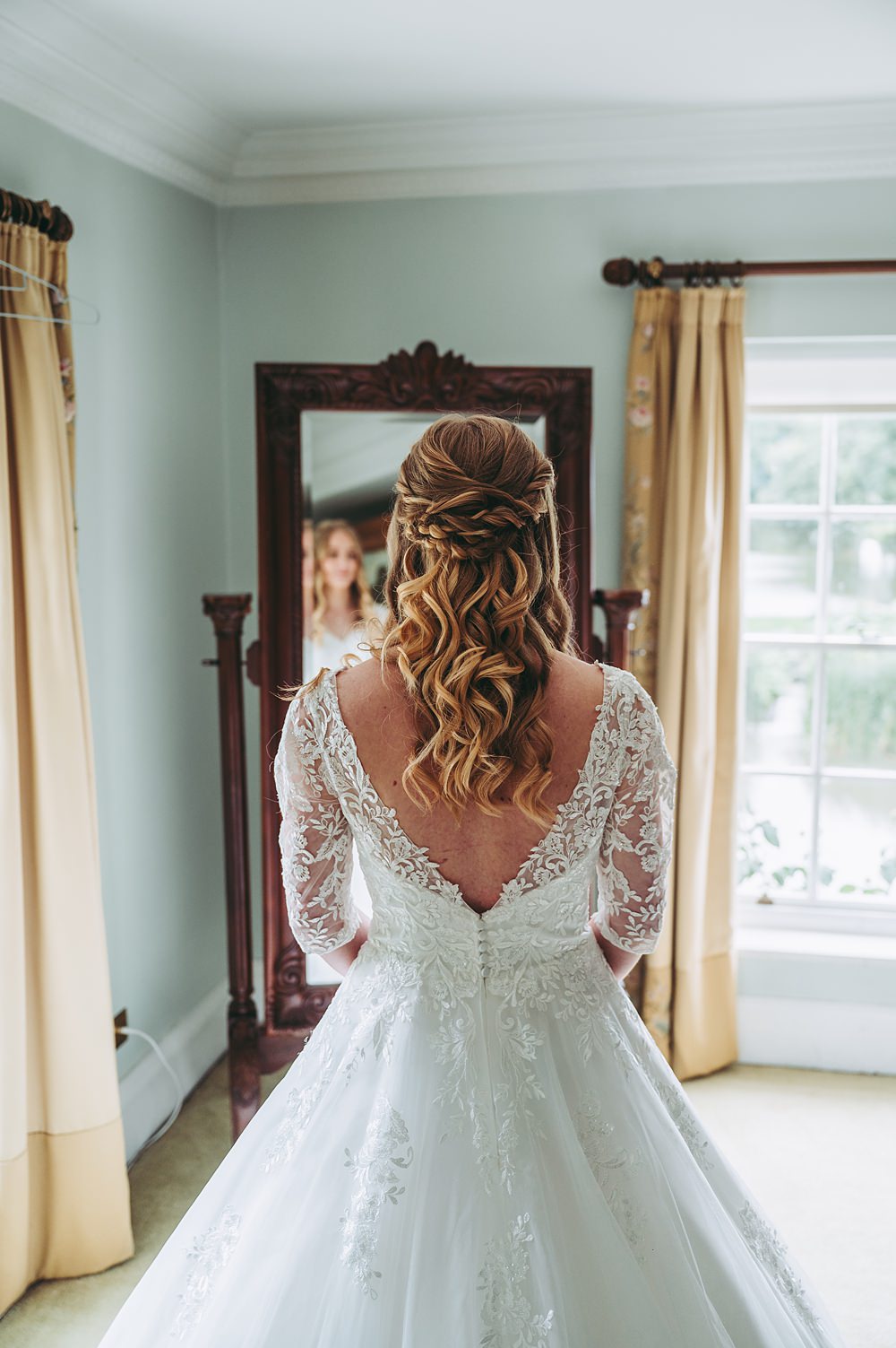 Manor House Wedding Cotswolds Cotswold Pictures Lace Long Sleeve Dress Bride