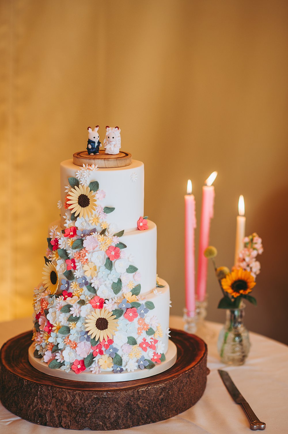 Manor House Wedding Cotswolds Cotswold Pictures 3 Tier Colourful Floral Cake