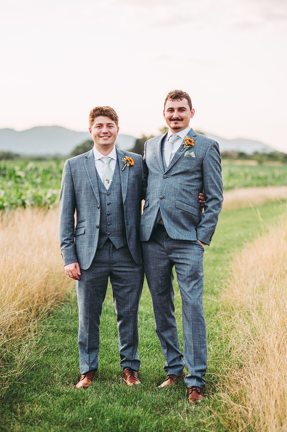 Manor House Wedding Cotswolds Cotswold Pictures Groom Suit Grey Green Tie