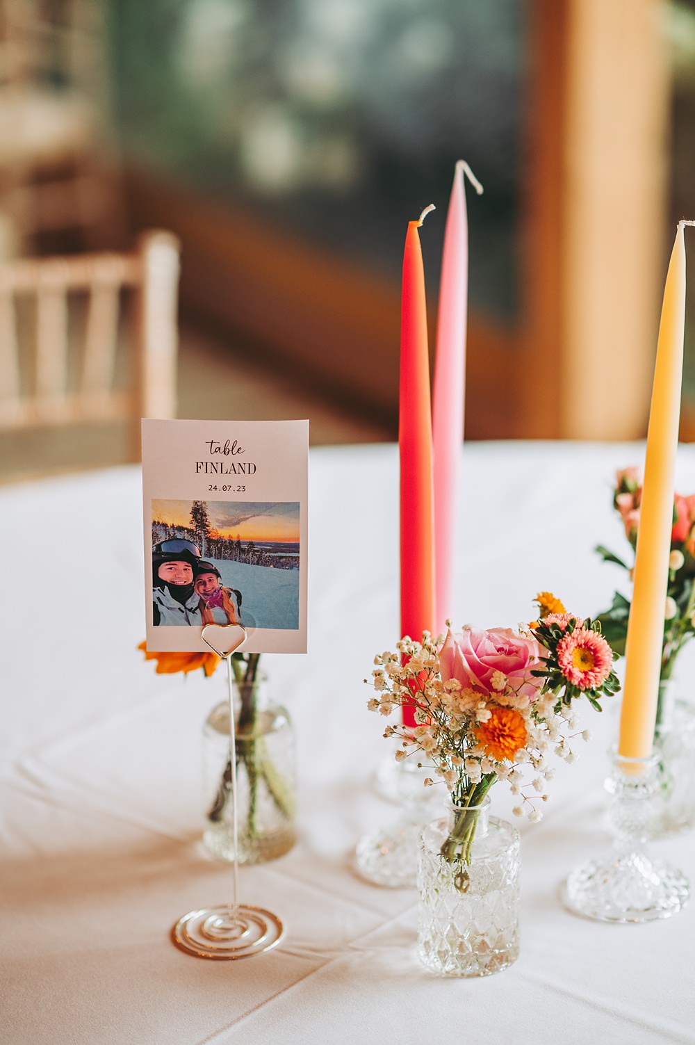 Manor House Wedding Cotswolds Cotswold Pictures Centrepiece Colourful Flowers Tall Candles