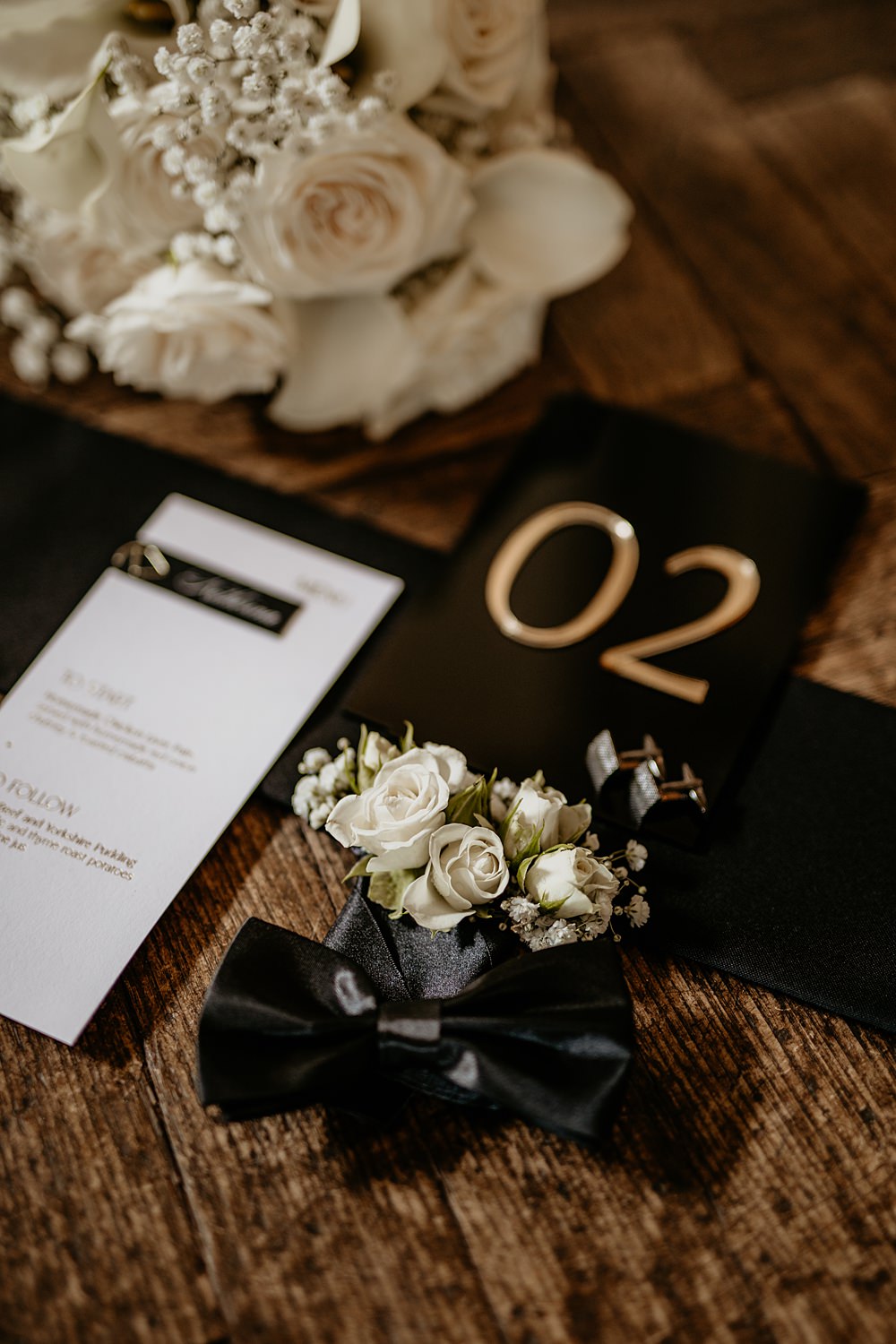 Black Bow Wedding Ideas Ginger Jam Photography Groom Buttonhole Flowers