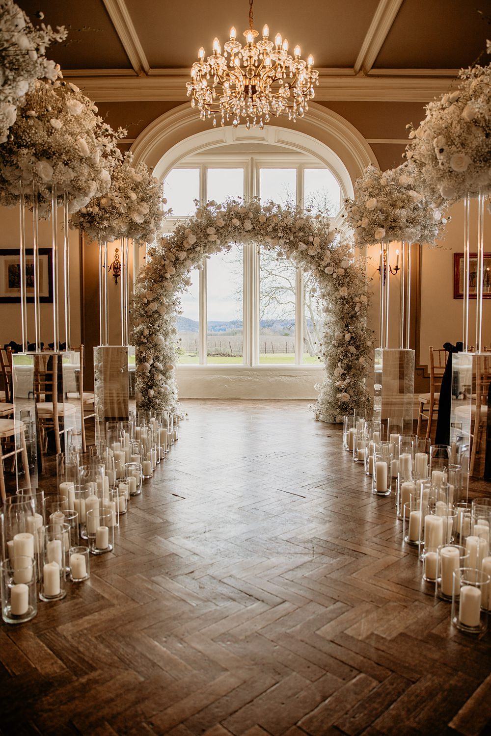 Black Bow Wedding Ideas Ginger Jam Photography Ceremony Aisle Decor White Flower Arch Candles Gypsophila White Rose