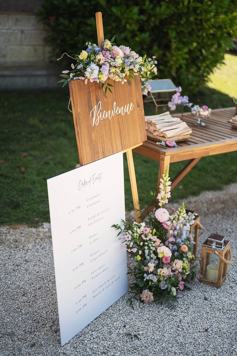 Chateau St. Michel Wedding Awardweddings Wooden Welcome Sign Flowers