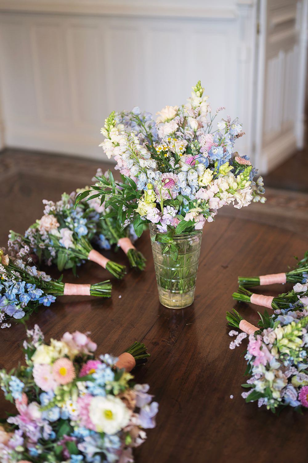 Chateau St. Michel Wedding Awardweddings Bouquet Flowers Colourful Summery Blue Pink Bridesmaids