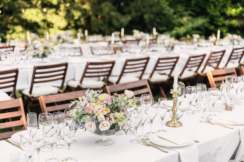 Chateau St. Michel Wedding Awardweddings Long Tables Simple Decor Flowers