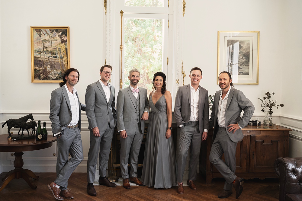 Chateau St. Michel Wedding Awardweddings Groom Groomsmen Grey Suit Bridesmaid Dress