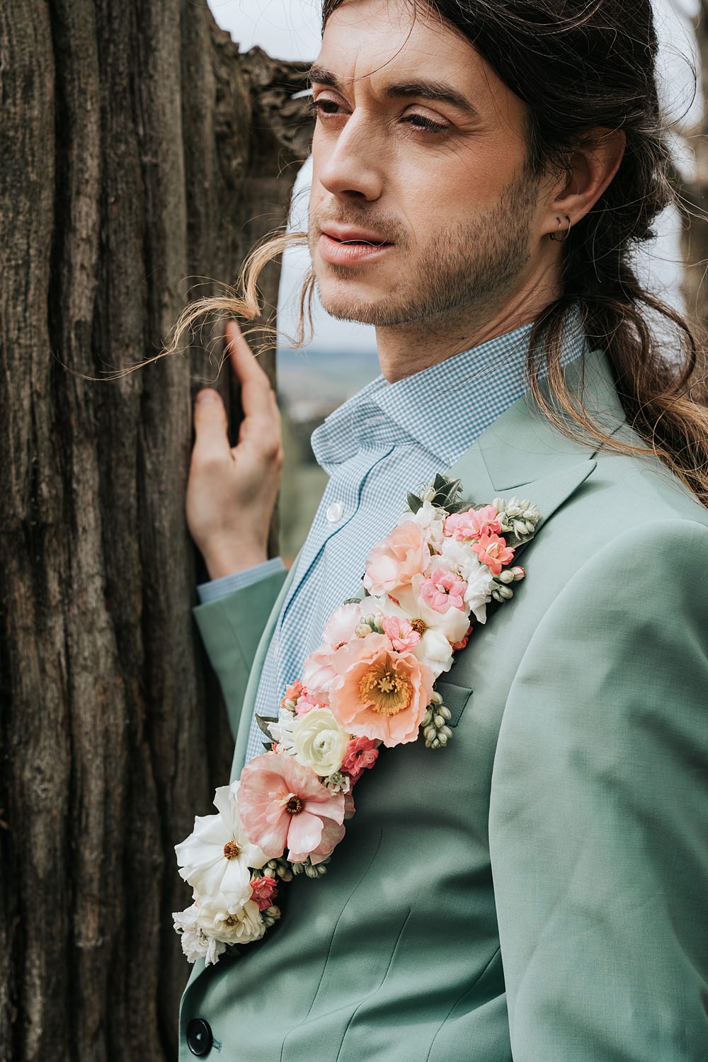 Cottagecore Wedding Ideas Melanie Barnfield Photography Groom Lapel Flowers Colourful Pastel