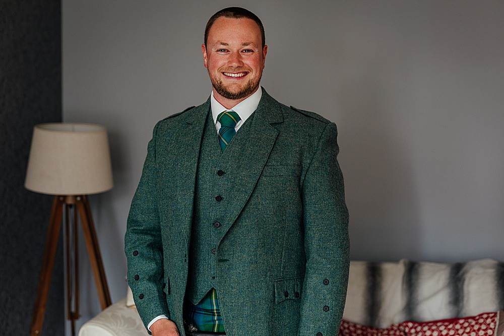 Fife Farm Wedding Joy Story Photo Groom Kilt Suit