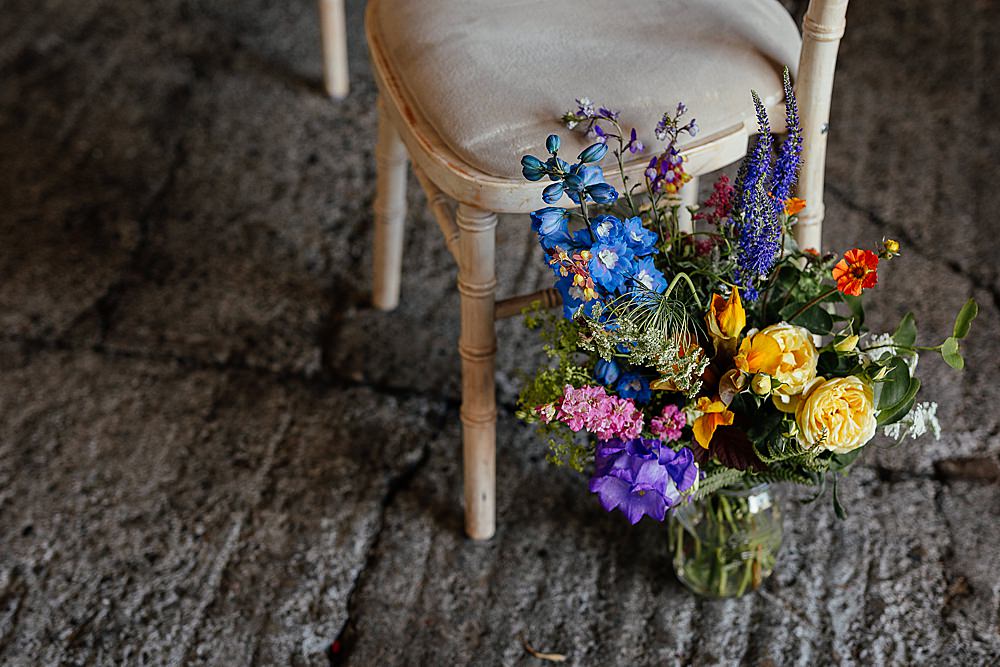 Fife Farm Wedding Joy Story Photo Colourful Aisle Flowers