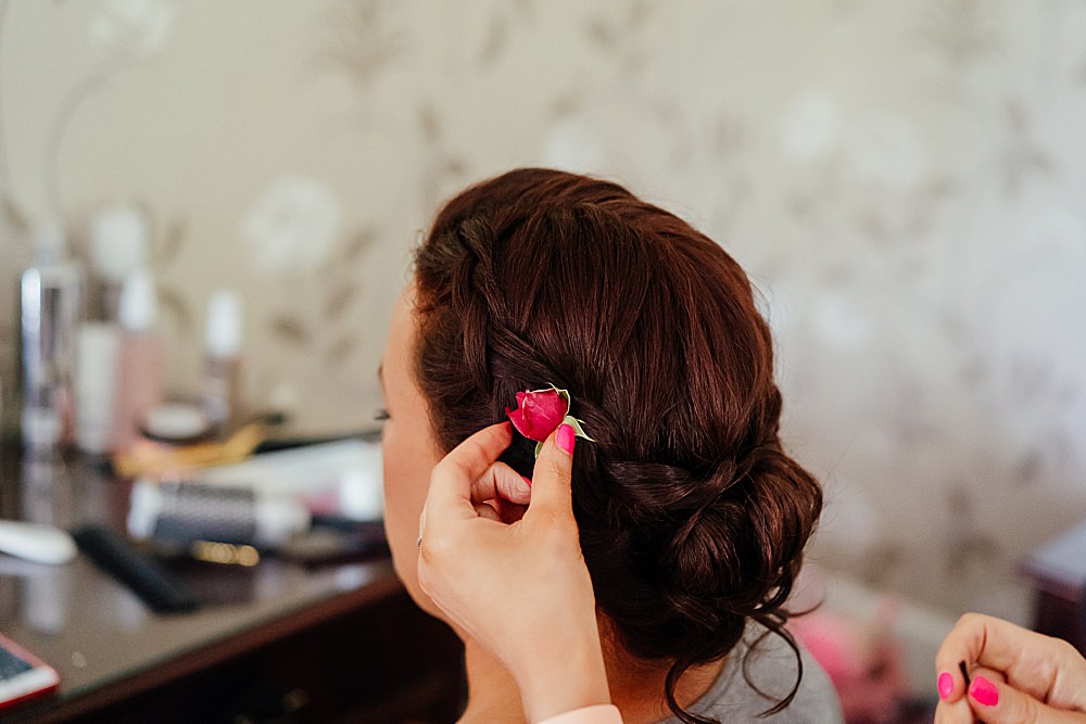 Fife Farm Wedding Joy Story Photo Bride Hairstyle Up Do Braid Plait