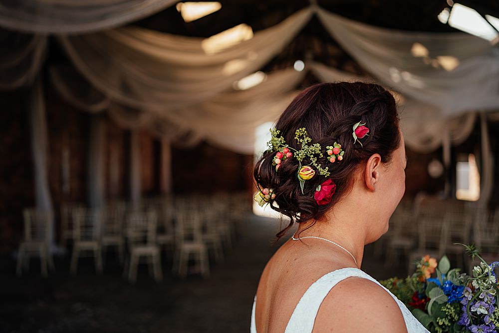 Fife Farm Wedding Joy Story Photo Bride Hairstyle Up Do Braid Plait