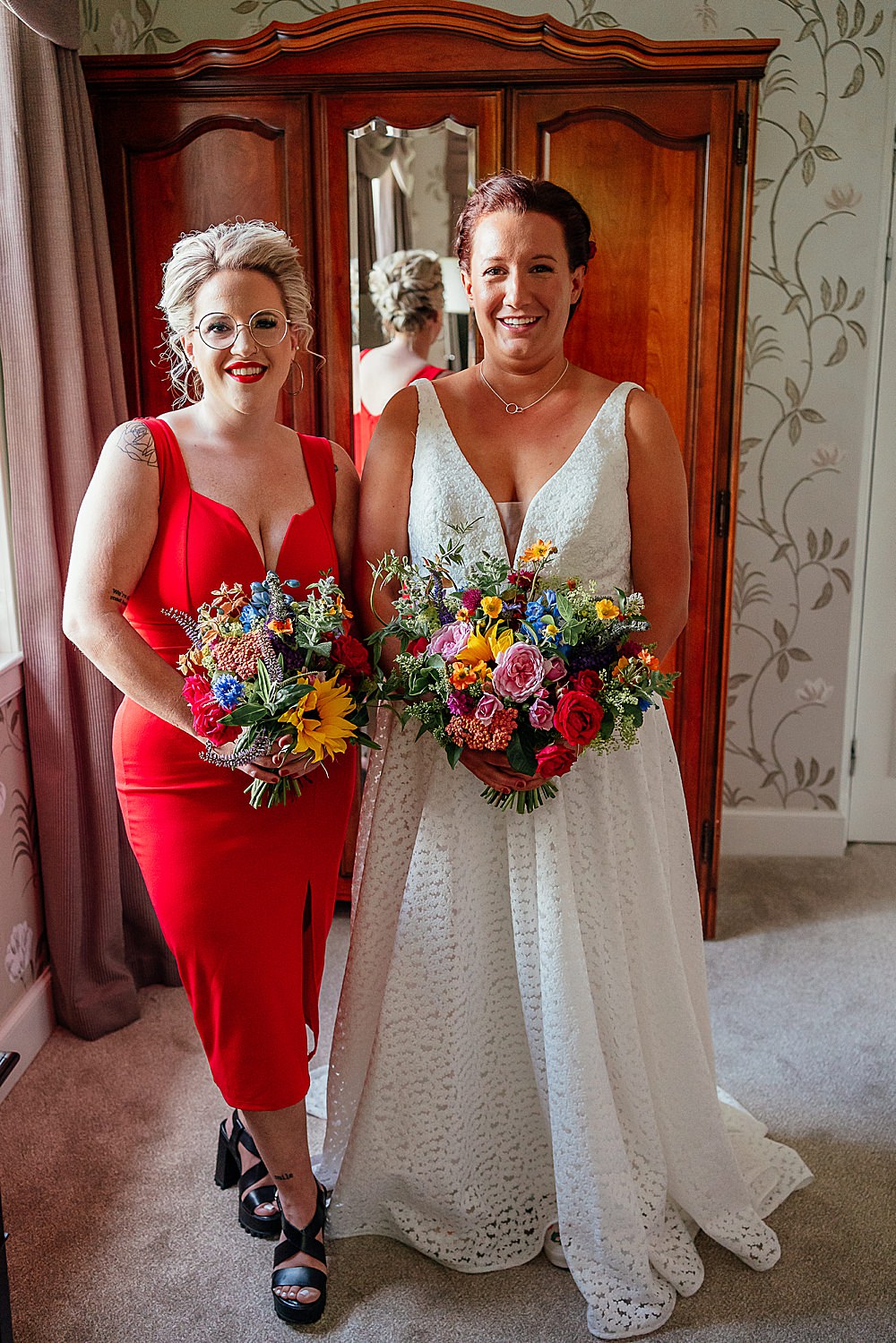 Fife Farm Wedding Joy Story Photo Red Bridesmaid Dress Short