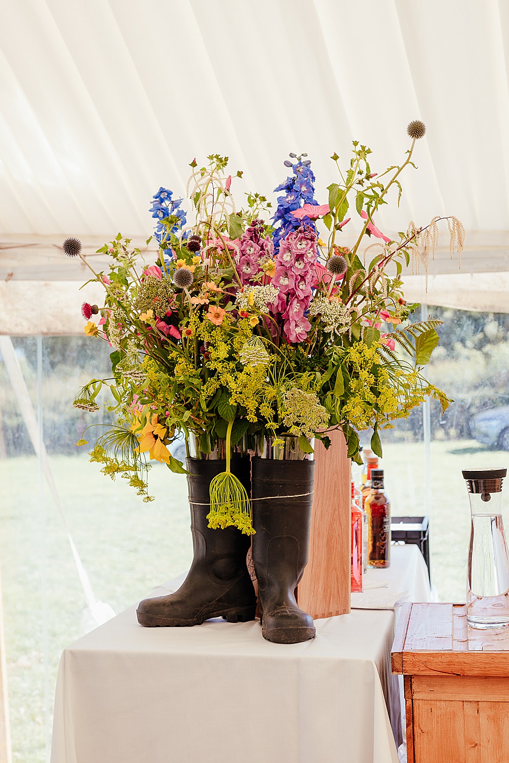 Fife Farm Wedding Joy Story Photo Wellie Boot Wellington Flowers Decor