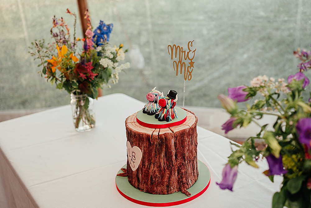 Fife Farm Wedding Joy Story Photo Log Slice Cake Single Tier